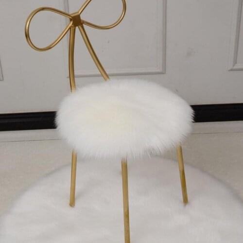 Long Plush Round Chair Cushion Plush Chair Cushion Office Student Seat Cushion with Buckle Anti-slip Decorative Accessories