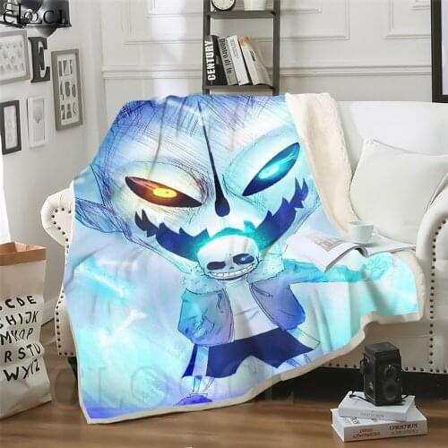 Thicken Blanket Anime Undertale Sans Printed Teenager Home Decoration for Sofa Office Nap Throw Blanket Airplane Travel Quilt