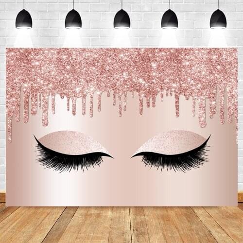 Pink Dots Glitter Eyelashes Woman Girl Princess Birthday Photography Backdrop Custom Vinyl Photographic Background Photozone