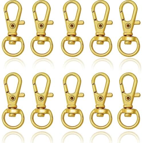 KAOBUY 50Pcs Golden Swivel Lobster Claw Clasps Swivel Snap Hooks Clasp Jewelry Making Supplies Keychain DIY Accessories with Box
