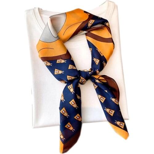 2021 Fashion Silk Satin Hair Scarf Women Handkerchief Printed Female Square Head Bandana Small Neck hijab lady girl scarves 70cm