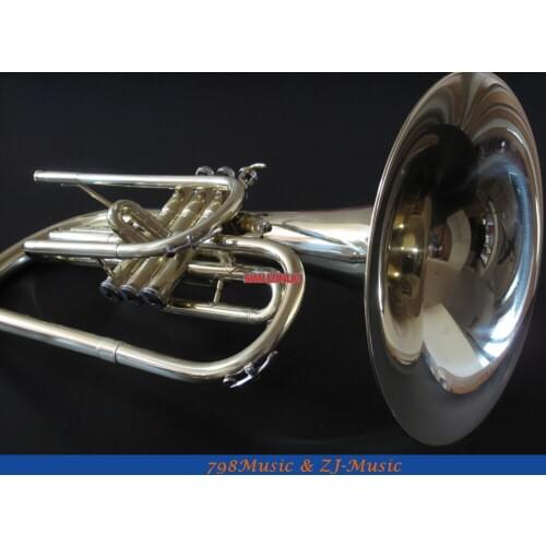 Gold Lacquer Marching Mellophone F Keys horn Monel Valves with case