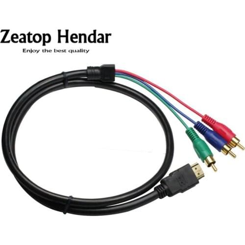 1Pcs 5FT 1.5M HDMI to 3 RCA Video AV TV Composite Adapter Converter 3RCA RGB Cable Connector for XBOX 360 for PS3 4 HDTV 1080