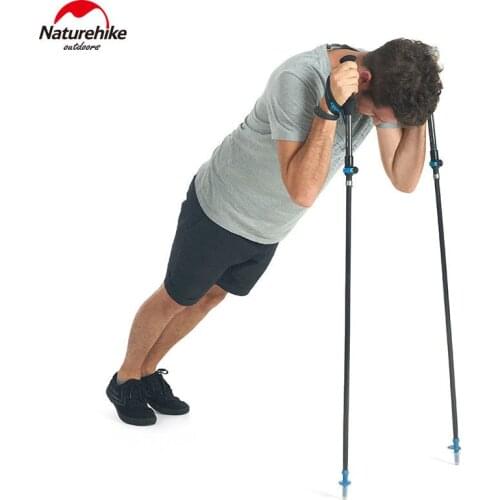 1 pcs Naturehike 100% Carbon Fiber Folding Hiking Trekking Pole Adjustable Collapsible Nordic Walking Stick 5-section