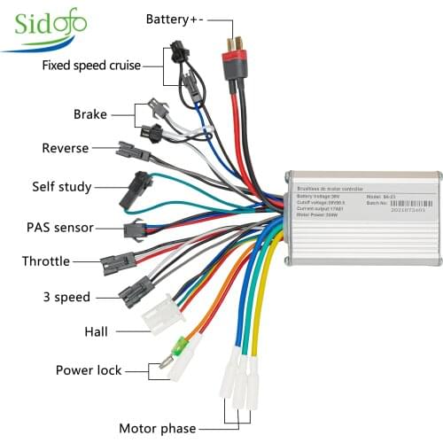 24V 36V 48V 350W 6 Mosfet Brushless Controller Electric Bike for Electric Scooter BLDC Motor Controller Ebike Accessories