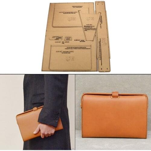 27.5x17.5cm Handmade Big File Bag Kraft Paper Template, DIY Making Leather Handbag Sewing Mould, Leather Stencil Tools