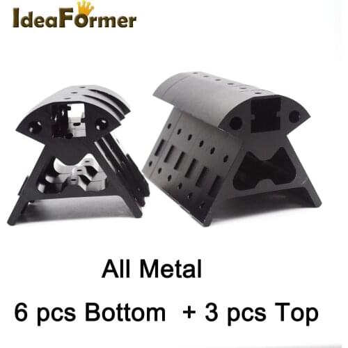 3D Printer Vertex Reprap Corners Kossel 2020 Aluminum profile All-metal Delta 1 set 3 Top+6 bottom 3D Printer parts Frame