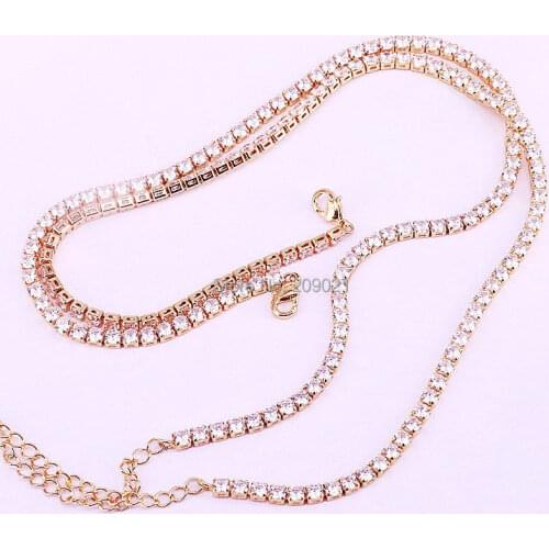 6Pcs gold color elegant necklace clear cz zirconia tennis chain charm adjustable necklace 2019 new