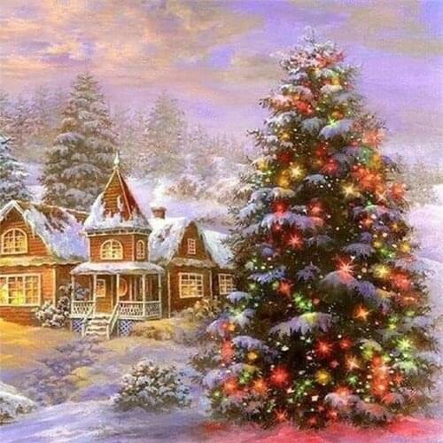 Christmas tree 5D Diamond Painting Embroidery Landscape Diamond Christmas Decoration Full Drill Square Rhinestone Home Decor