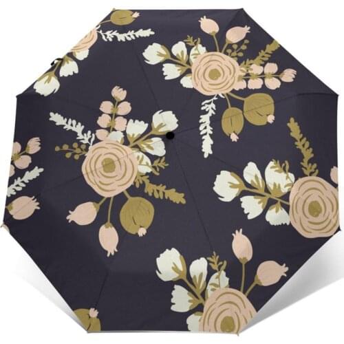 Automatic Umbrella Rain Women Three-folding Umbrella Rosa Blush Noisette Windproof Umbrella Female Waterproof parasol