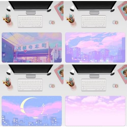 Pastel Anime Landscape Large Keyboard Cover Non-Slip Rubber Base Computer Carpet Desk Mat PC Game Mouse Pad