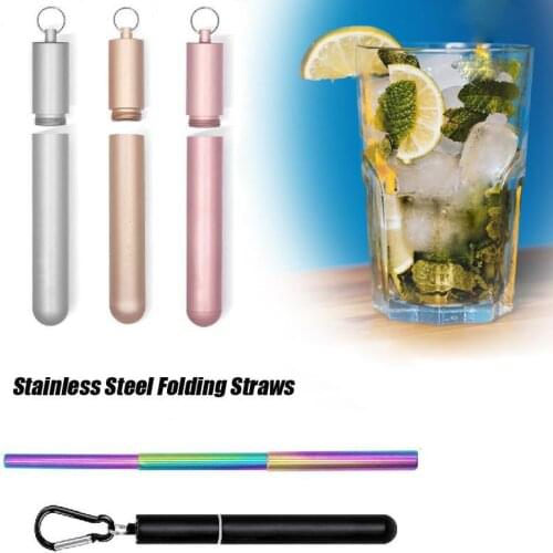 HobbyLane Drinking Straws Stainless Steel Portable Straws Durable and Reusable Material Kitchen and Bar Supplies