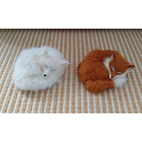 Simulation cute fox 14x12cm toy model polyethylene&furs fox model home decoration props ,model gift d233