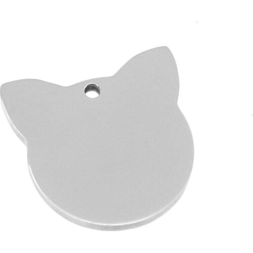 Kitten jewelry Cat name ID Pendant Stainless steel pet tags both sides mirror polish shiny tags high quality wholesale 50pcs