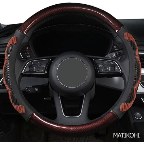 MATIKOHI Carbon Fiber Leather Car Steering Wheel Cover For MG ZS EV HS Extenger V80 3 5 6 7