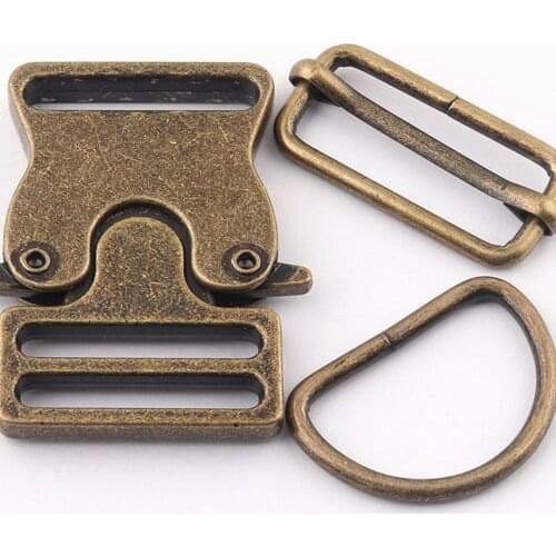 30mm Bronze Metal Side Release Buckle,Dog Collar Hardware Adjuster Purse Buckles Webbing Hardware d Ring Strap Slide Buckle