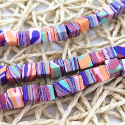 Multicolor diagonal square turquoise stripe stone 6x6mm newly gems loose beads rainbow jewelry making 15inch B754