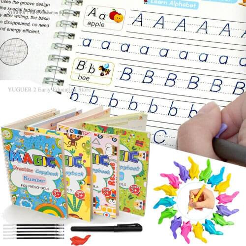 Reusable Writing Paste Calligraphy Groove Copybook For Kids Word Childrens Magic Book English Calligraphic Letter Practice Toy