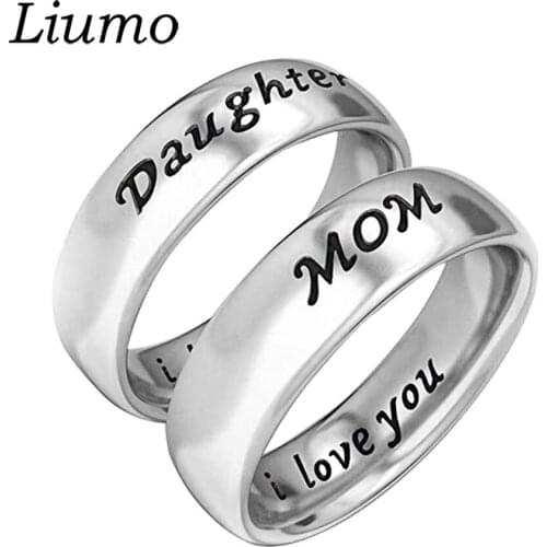 Liumo Fashion I Love You Mom Daughter Son The Gift for Mother Days Stainless Steel Women Ring Lr614
