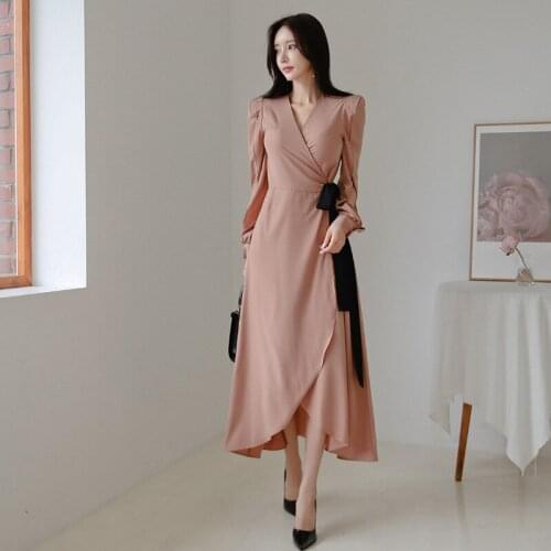 Fashion women comfortable outdoor elegant beautiful v-neck formal dress new arrival OL temperament party long asymmetrical dress