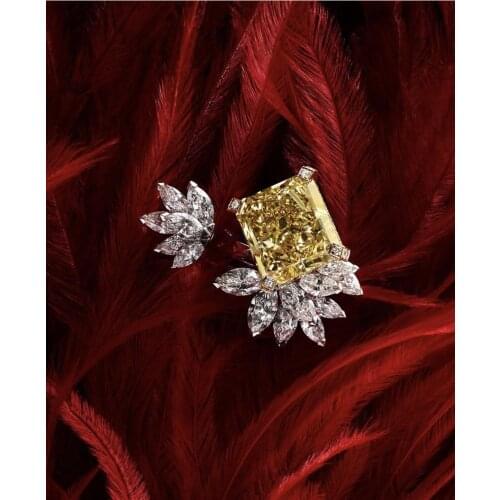 Fashion brand golen zircon flower open mouth ringadjustment ring for women gift