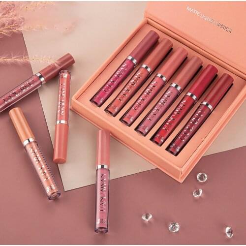 6Pcs Matte Velvet Liquid Lip gloss Set Waterproof Long Lasting Lipgloss Women Fashion Lip Glosses Makeup