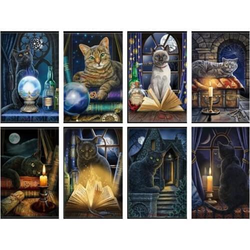 Embroidery Counted Cross Stitch Kits Needlework - Crafts 14 ct Medium Size DIY Arts Handmade Decor - Black Cat Collection