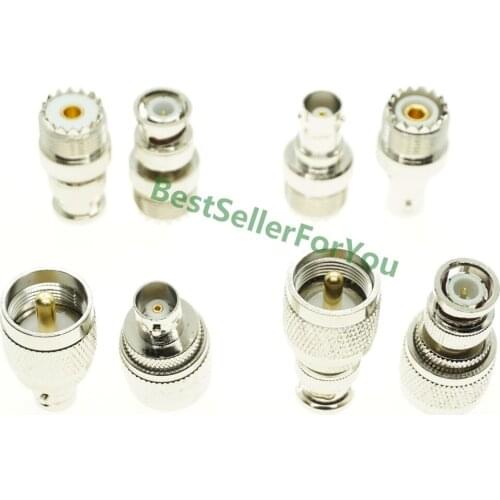 2Pcs Adapter UHF PL259 Male SO239 Female To BNC Male Q9 Plug & Female Jack RF COAXIAL Connector