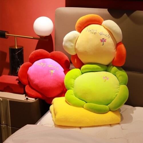50cm Kawaii Plush Plant Stuffed Flower Pillow Functional Pillow with Blanket Gift for Kids