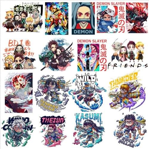 Popular Anime custom patch Demon Slayer Heat transfer washable Patch for clothes thermo-stickers for children stripes for jeans