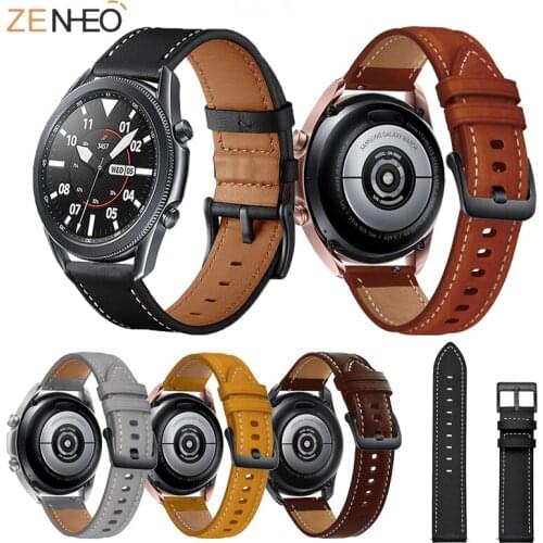 22mm Leather Watchband For Samsung Galaxy Watch3 45mm Replacement Bands For Galaxy Watch 46mm Gear S3 Wrist strap accessories