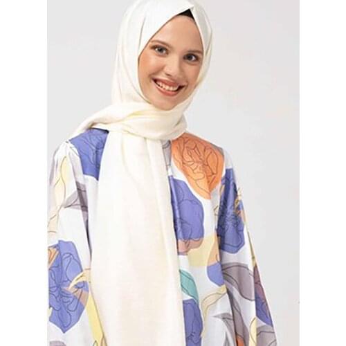 Salland Silky Cream Color Shawl Comfortable Product Fashion Flexible and Breathable Comfortable Fabric Quality Original Non-iron Easy to Wear Scarf 1st Quality Shawl Stylish Designs Daily Useful Hijab İPT1002