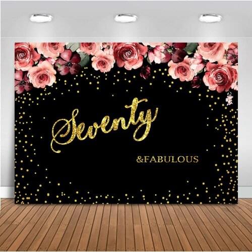 Seventy Fabulous Backdrop for Photography Happy Birthday Background for Photo Studio Floral Party Decoration Banner Props 560
