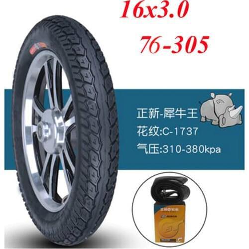 Electric Vehicles Tires 16X3.0 Electric Motorcycle 76-305 Anti-skid Rhinoceros 16*3.0 Inner and Outer Tyre