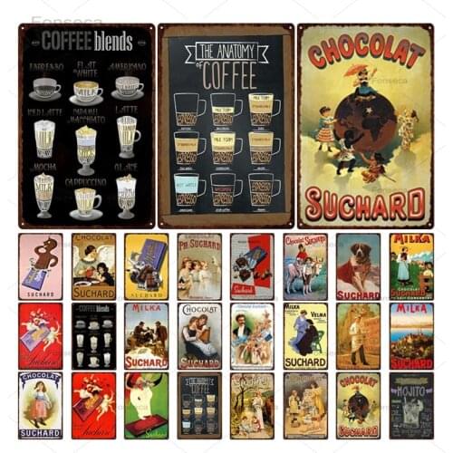 Chocolat Suchard Metal Signs Home Decoration Coffee Dessert Tin Plates Cafe Shop Kitchen Wall Art Iron Painting 20x30cm