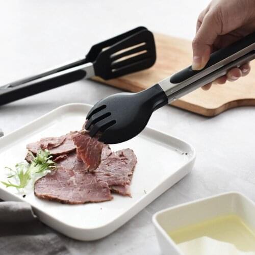 Silicone Nylon Noodle Tongs Pasta Spaghetti Tongs Food Clips Stainless Steel Handle Cooking Utensils Kitchen Accessories