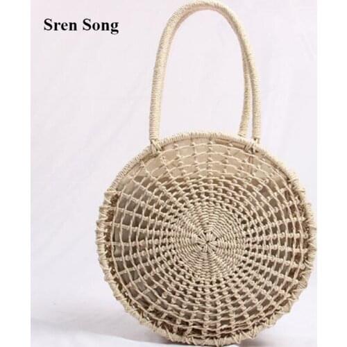 Straw Handbags For Women 2021 New Style Woven Bags Summer Hand-woven Hollow Round Bags Fashion Casual Exquisite Female Bags