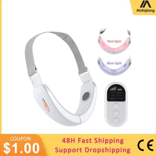 TENS EMS Face Massager LED Light Therapy Facial Lift Devices V Face Slimming Reduce Double Chin Anti Aging Belt Jaw Exerciser