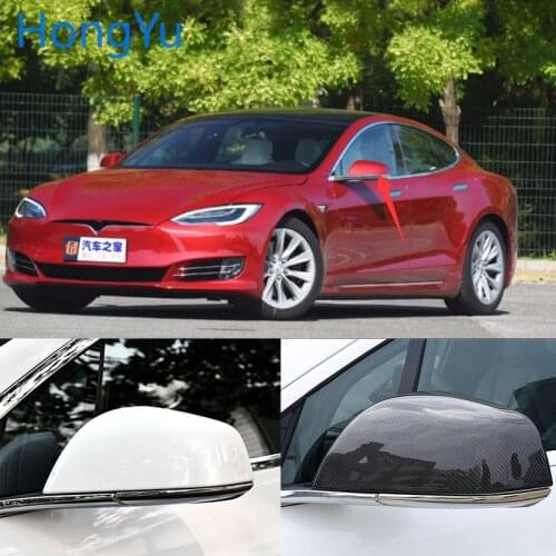 High quality For Tesla model S 2014-2018 100% Real Carbon Fiber Rear View Mirror Cover Side Mirror Caps car styling