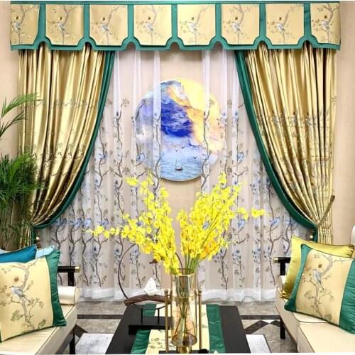 High-end Imitation Silk Flowers and Birds Embroidery Curtains High Precision Chinese Style for Living Room Bedroom Curtains