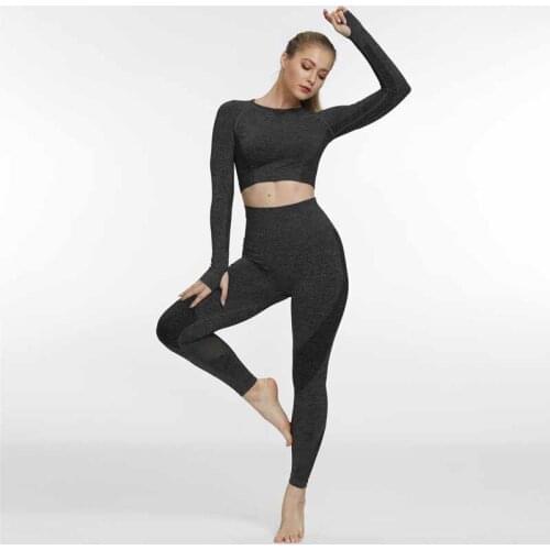 Women Seamless Yoga Sets Sports Fitness Sportswear High Waist Gym Leggings Fitness Breathable Soft Sports Shirts 2 2 Piece