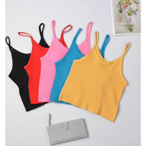 Women Tops Knitting Camisoles Female Solid Camis Street Camisole Ladies Camis with Straps Spaghetti Crop Tops Women