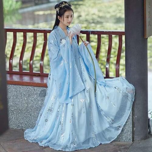 Womens Hanfu Coat Loose Costume Traditional Chinese Fairy Costumes Quality Chiffon Print Ancient Princess Tang Jackets Cosplay