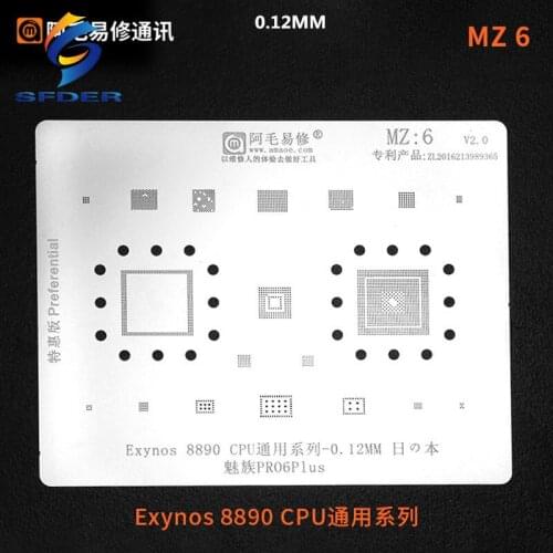 0.12MM Amaoe BGA Stencil Reballing MZ6 For Meizu Pro 6 Plus Exynos 8890 CPU/RAM Power Wifi Audio Chip IC Solder Tin Template