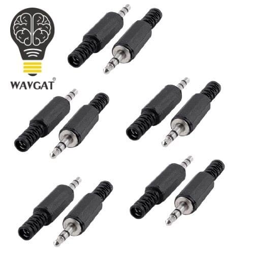 WAVGAT 10 pcs Black Plastic Housing 3.5mm Audio Jack Plug HeadPhone Connector