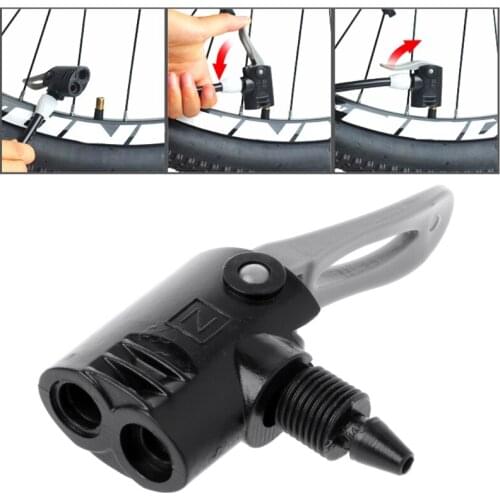 100% Brand New and High Quality Bike Bicycle Pump Nozzle Valve Connector Adapter Dual Head Pumping Parts Tools