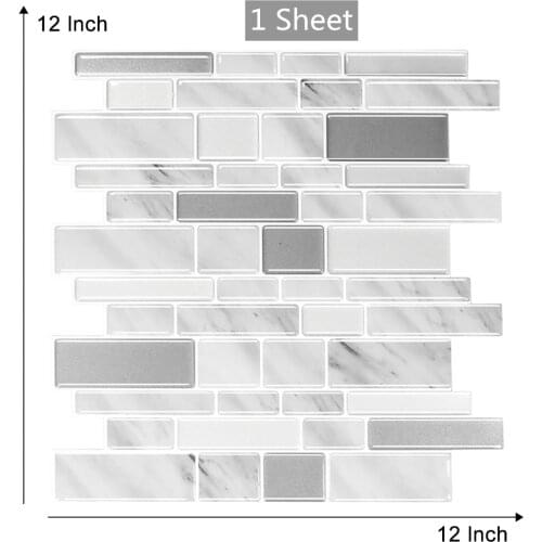 12*12 Inch 3D Peel and Stick Wall Sticker Bathroom Kitchen Backsplash Tiles Sticker Home Decor Mosaic Vinyl 3D Tile Sticker
