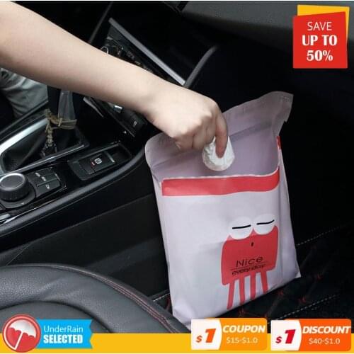 15pcs Portable Disposable Paste Car Garbage Plastic Bag Creative Cleaning Can Cute Storage Reusable Produce Organizer Kitchen