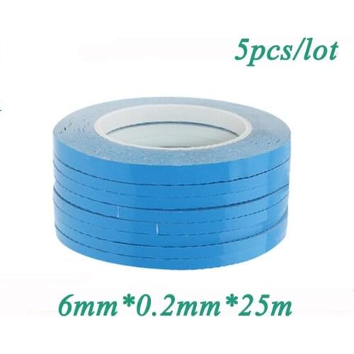5pcs/lot 6mmx25mx0.2mm Transfer Tape Chip PCB LED Heatsink Double Sided Thermal Conductive Adhesive