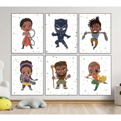 5D Diamond Painting Marvel Avengers Black Panther Heroe Nursery Poster African Superheroes Wall Art Picture Bedroom Home Decor
